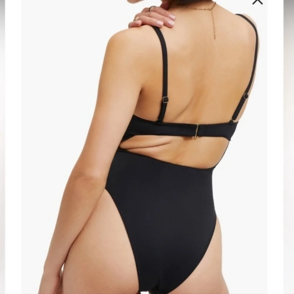 NWT Good American Women Scuba Show Off Black One-Piece Swimsuit Sz 1/S